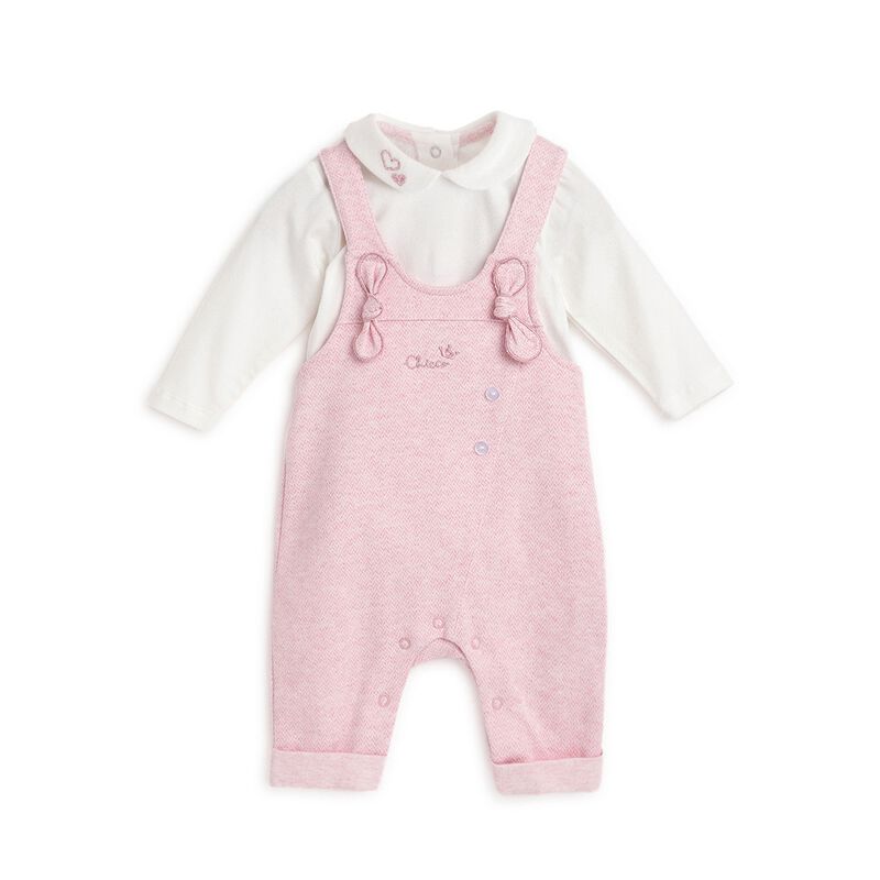 Girls Medium Pink Solid Body Plus Long Dungaree image number null